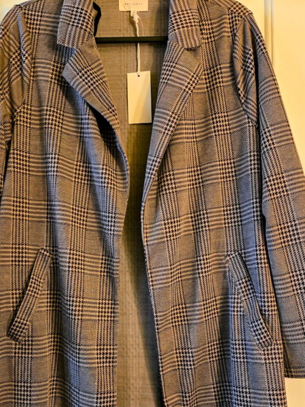 Melloday Brown Plaid Cardigan Style Jacket